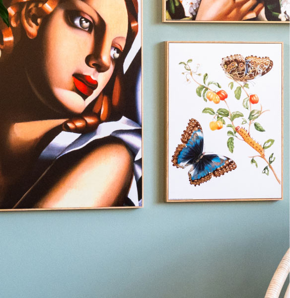 Gallery wall with framed prints